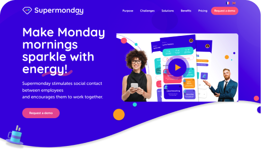 Ecran d'accueil du site web de Supermonday, entreprise cliente de theTribe