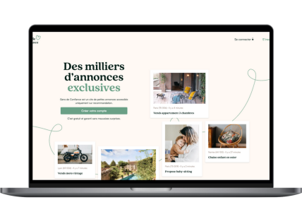 Page d'accueil du site de petites annonces Gens de Confiance sur ordinateur portable