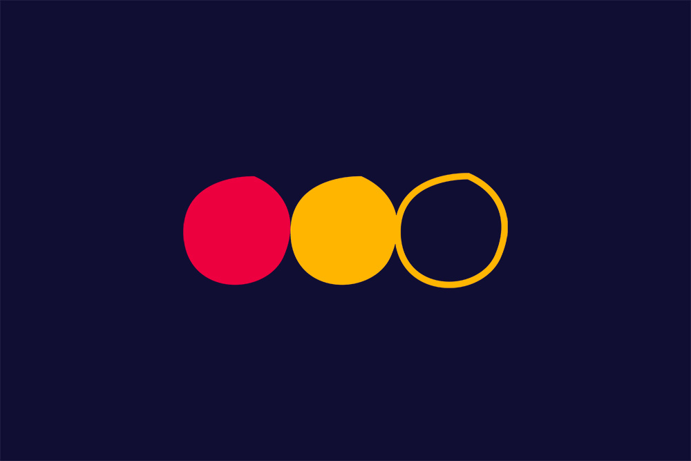 Image mise en avant - 3 points collés les uns aux autres : un rouge et 2 jaunes : un rouge