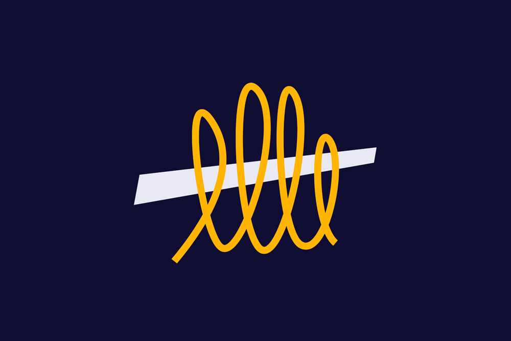 Image mise en avant - 4 boucles jaunes traversées par un rectangle blanc