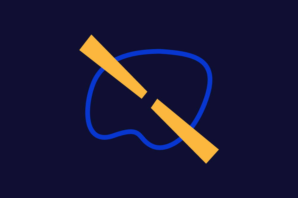 Image mise en avant - cercle bleu traversé par deux rectangles jaunes formant une cible